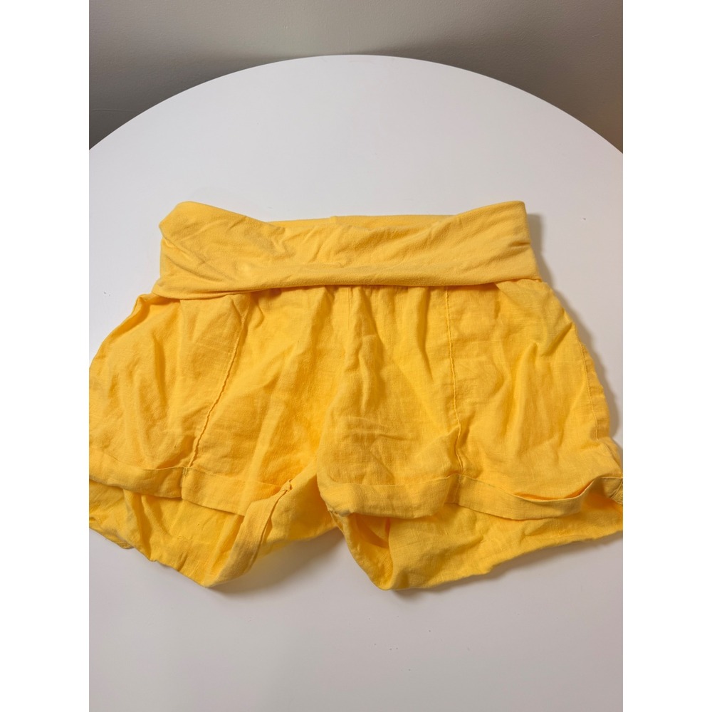 Fresh Laundry Shorts Women S Yellow Excellent Linen Blend Yoga Waist Casual Boho